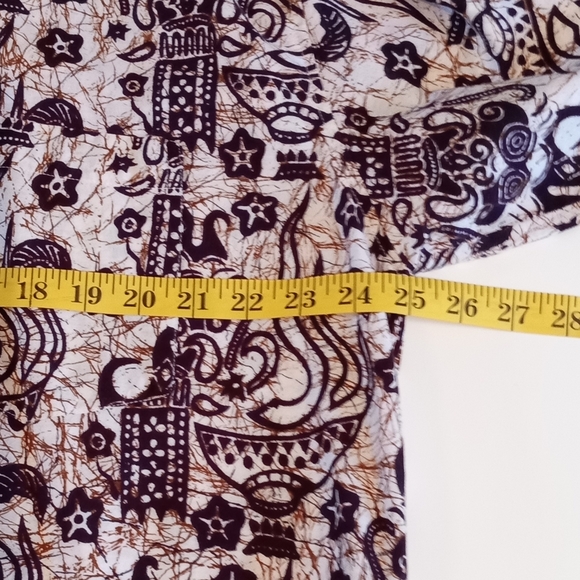 Batik World St Kitts Mens XXL Mens Short Sleeve Button Up Shirt Maroon Gold - Picture 5 of 6